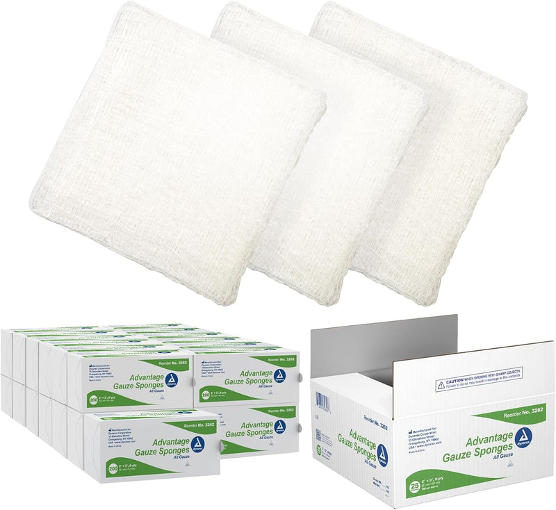 Dynarex Advantage Surgical Sponges, 2" x 2" 8 Ply 200ea/bx, 25bxs/cs (5000 Count) Dynarex Advantage Surgical Sponges, 2" x 2" 8 Ply 200ea/bx, 25bxs/cs (5000 Count)