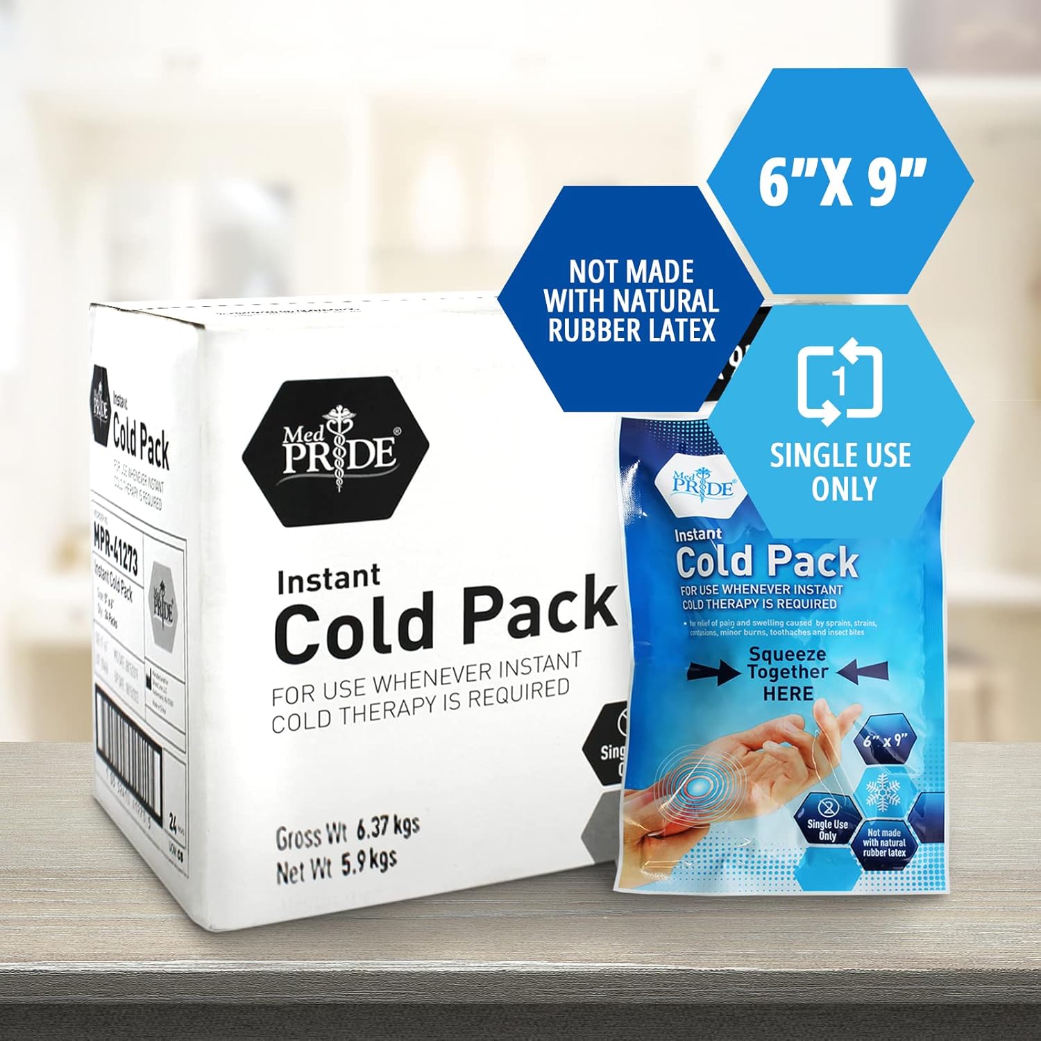 MedPride Instant Cold Pack for Injuries & Pain Relief - 6"x9" - 24/cs. MedPride Instant Cold Pack for Injuries & Pain Relief - 6"x9" - 24/cs.