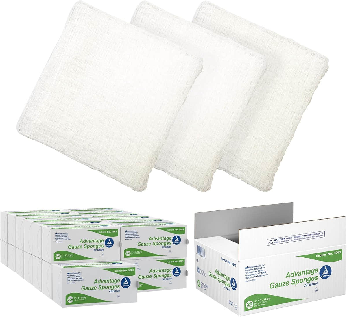Dynarex Advantage Surgical Sponges, 3" x 3" 12Ply 200ea/bx, 20bxs/cs (4000 Count) Dynarex Advantage Surgical Sponges, 3" x 3" 12Ply 200ea/bx, 20bxs/cs (4000 Count)