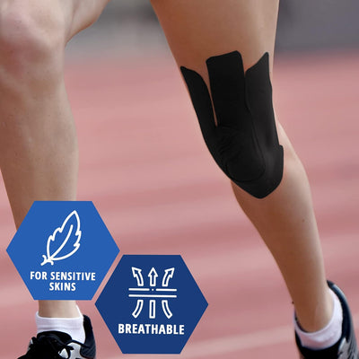 MedPride Kinesiology Tape – Black 2”x5M Latex-Free Athletic Tape for Pain Relief, Injured Muscle Support, 24/Box, Case of 6 (144 Count) MedPride Kinesiology Tape – Black 2”x5M Latex-Free Athletic Tape for Pain Relief, Injured Muscle Support, 24/Box, Case of 6 (144 Count)