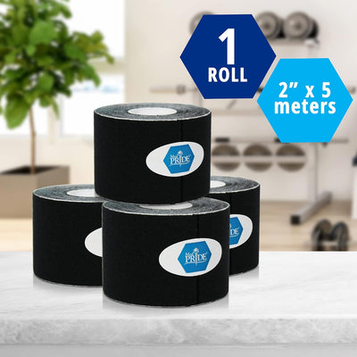 MedPride Kinesiology Tape – Black 2”x5M Latex-Free Athletic Tape for Pain Relief, Injured Muscle Support, 24/Box, Case of 6 (144 Count) MedPride Kinesiology Tape – Black 2”x5M Latex-Free Athletic Tape for Pain Relief, Injured Muscle Support, 24/Box, Case of 6 (144 Count)