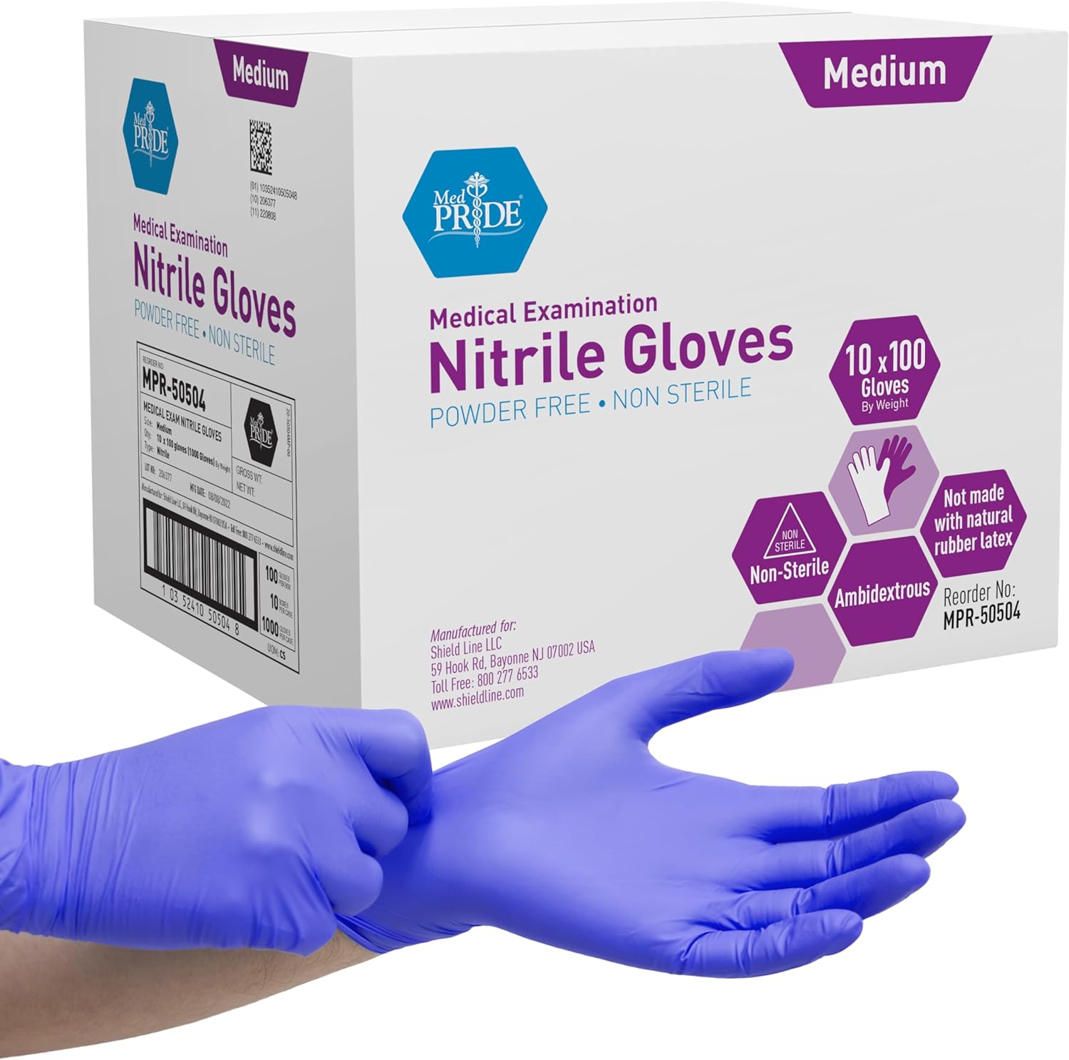 MedPride Nitrile Exam Gloves 4 Mil Thick (Non-Latex) Non-Sterile Powder Free - 100 Gloves / Case of 10 (1000 count) MedPride Nitrile Exam Gloves 4 Mil Thick (Non-Latex) Non-Sterile Powder Free - 100 Gloves / Case of 10 (1000 count)