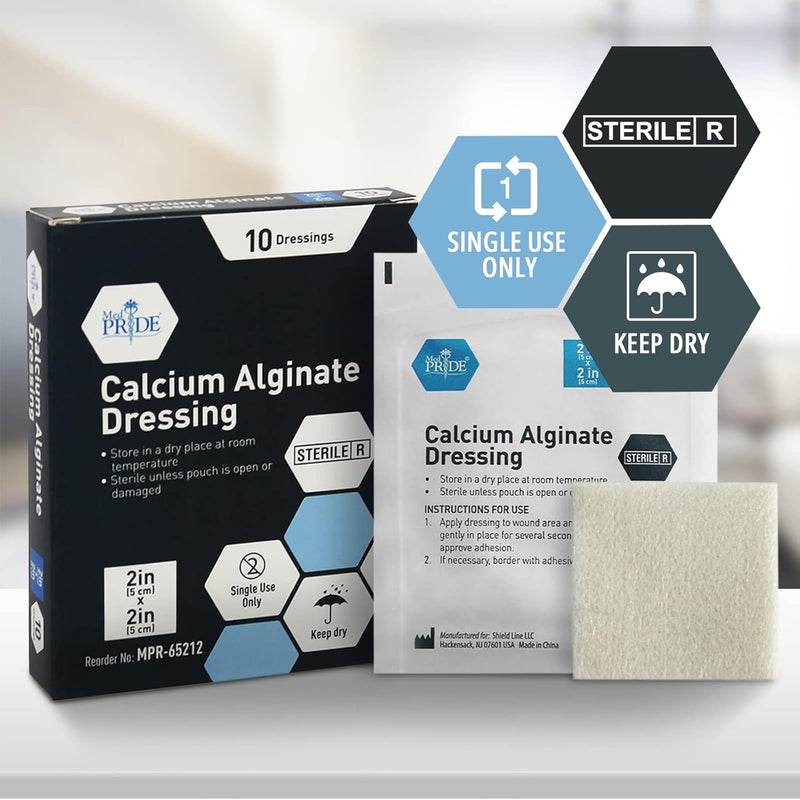 MedPride Calcium Alginate Dressing 2"x2” Wound Dressing Pads, 10/Box, Case of 20 (200 Count) MedPride Calcium Alginate Dressing 2"x2” Wound Dressing Pads, 10/Box, Case of 20 (200 Count)