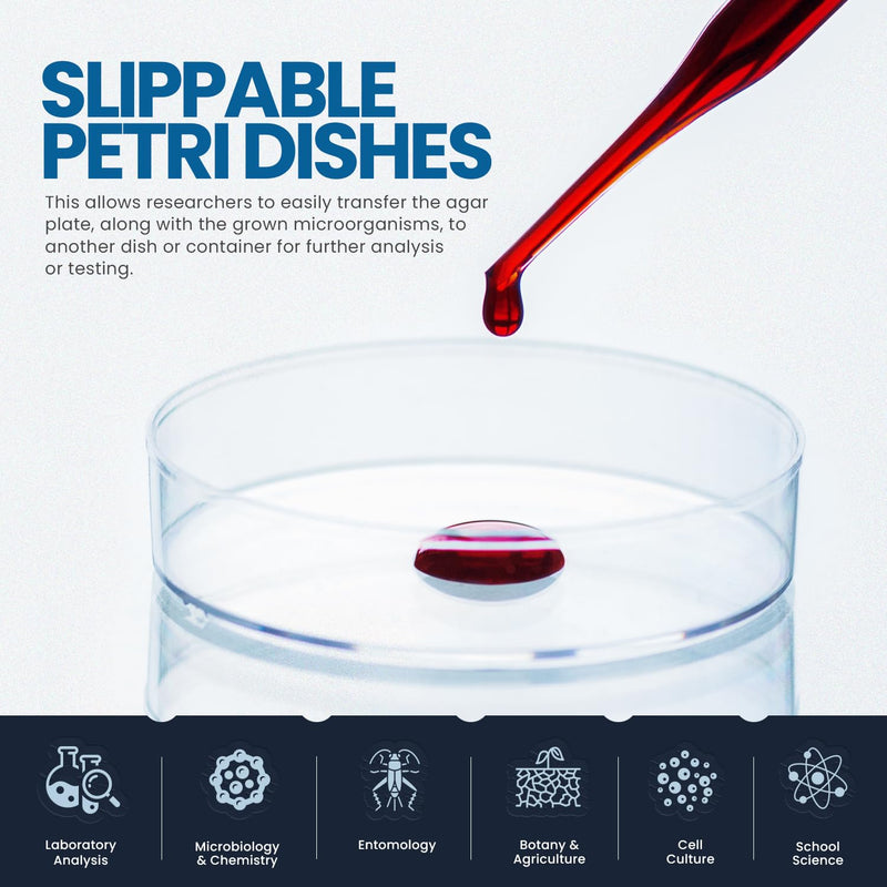 MedPride Slippable Petri Dishes with Lids, Sterile 90mmx15mm - 20 Pack of 25 (500 Count) MedPride Slippable Petri Dishes with Lids, Sterile 90mmx15mm - 20 Pack of 25 (500 Count)