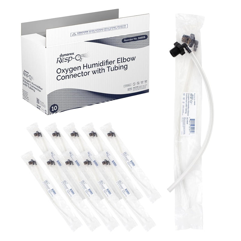 Dynarex Oxygen Humidifier Elbow Tubing Connector (10 Count) Dynarex Oxygen Humidifier Elbow Tubing Connector (10 Count)