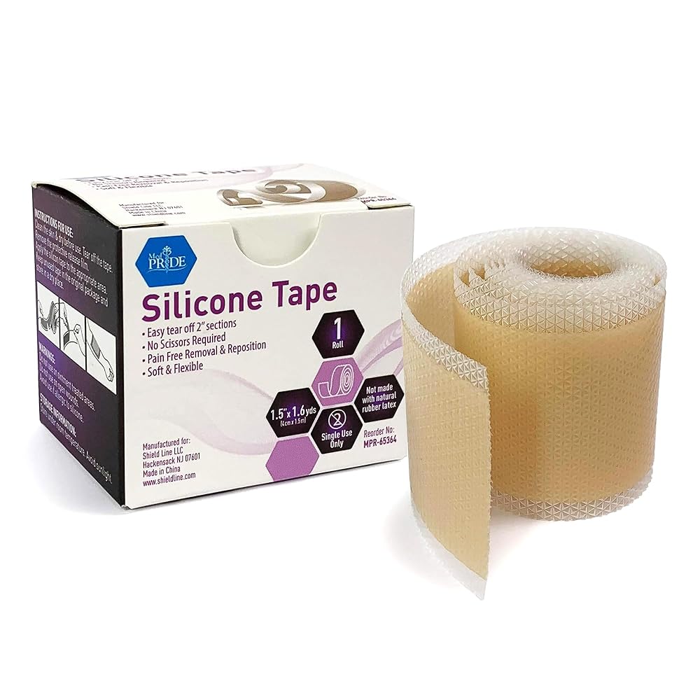 MedPride Easy-Tear Silicone Gel Tape Roll, 1.5" x 1.6yds - Case of 100 MedPride Easy-Tear Silicone Gel Tape Roll, 1.5" x 1.6yds - Case of 100