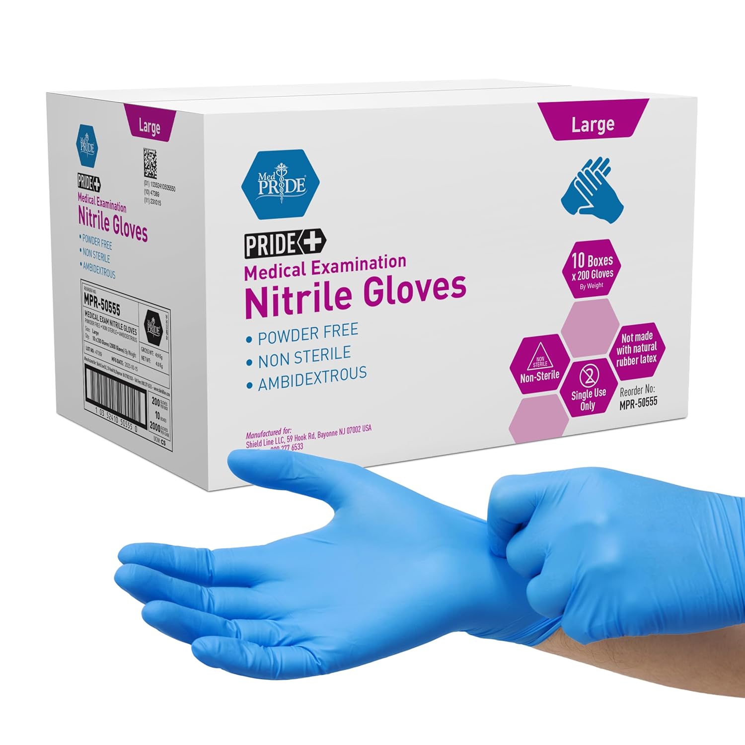 MedPride Nitrile Exam Gloves 4.3 Mil Thick Non-Sterile Powder Free - 180 Gloves / Case of 10 (1800 count) MedPride Nitrile Exam Gloves 4.3 Mil Thick Non-Sterile Powder Free - 180 Gloves / Case of 10 (1800 count)