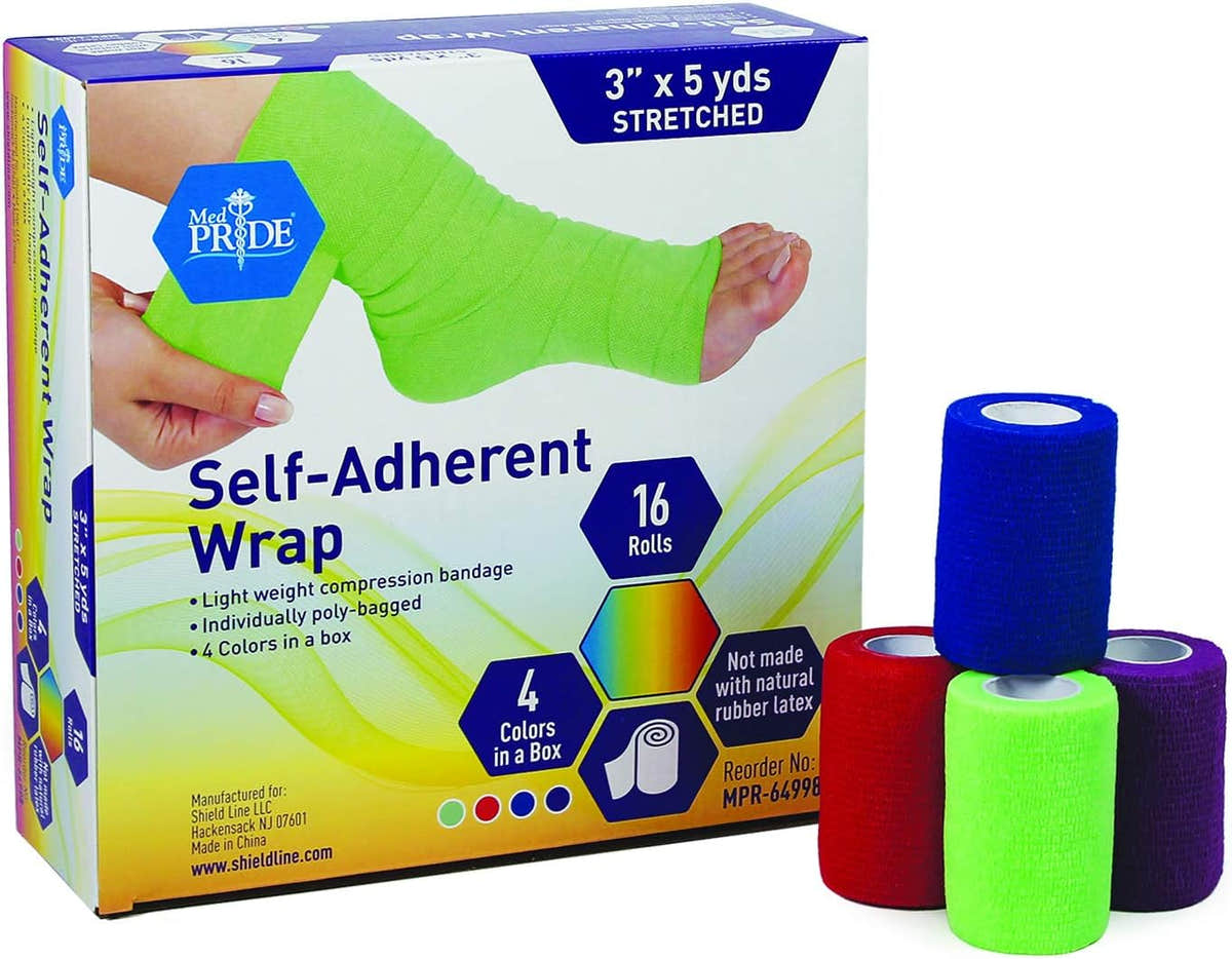 Medpride Self-Adherent Wrap, 3"x5" yds. - Rainbow - Latex Free - 16 rolls/Box, Case of 16 (256 Count) Medpride Self-Adherent Wrap, 3"x5" yds. - Rainbow - Latex Free - 16 rolls/Box, Case of 16 (256 Count)