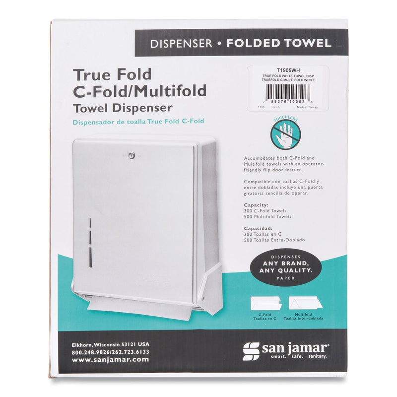 San Jamar True Fold C-Fold/Multifold Paper Towel Dispenser, 11.63 x 5 x 14.5, White San Jamar True Fold C-Fold/Multifold Paper Towel Dispenser, 11.63 x 5 x 14.5, White