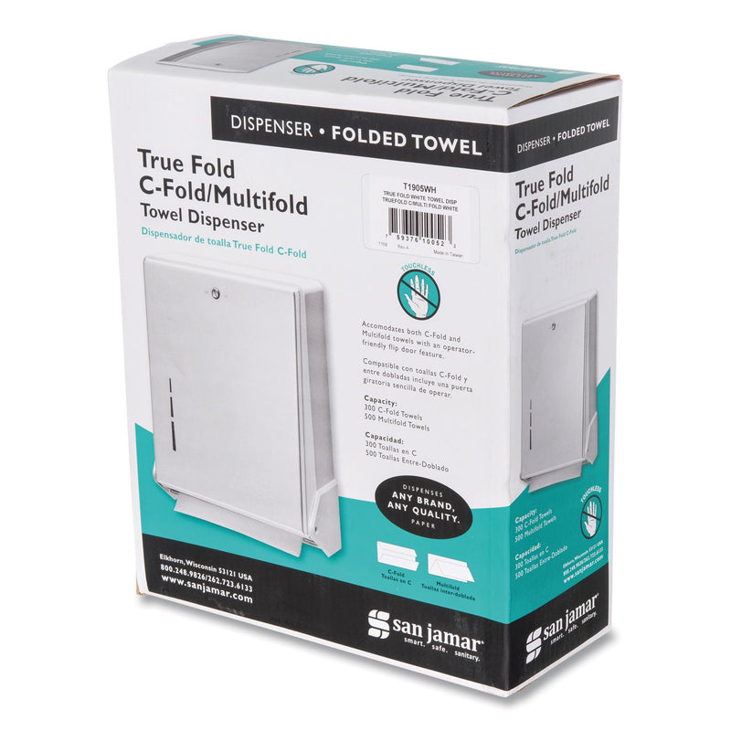 San Jamar True Fold C-Fold/Multifold Paper Towel Dispenser, 11.63 x 5 x 14.5, White San Jamar True Fold C-Fold/Multifold Paper Towel Dispenser, 11.63 x 5 x 14.5, White