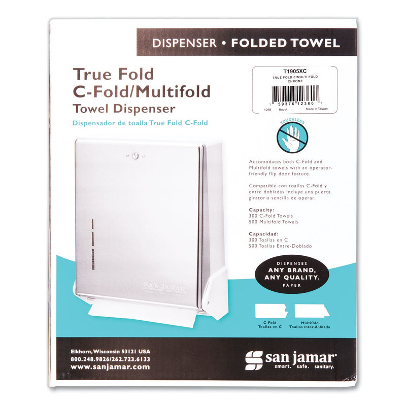 San Jamar True Fold C-Fold/Multifold Paper Towel Dispenser, 11.63 x 5 x 14.5, Chrome San Jamar True Fold C-Fold/Multifold Paper Towel Dispenser, 11.63 x 5 x 14.5, Chrome