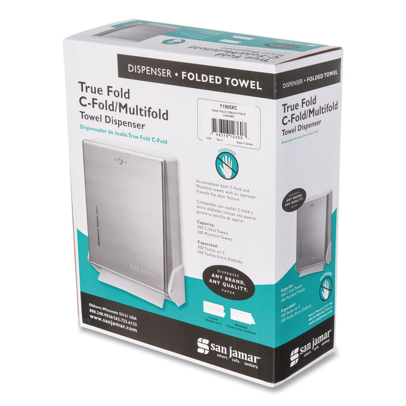 San Jamar True Fold C-Fold/Multifold Paper Towel Dispenser, 11.63 x 5 x 14.5, Chrome San Jamar True Fold C-Fold/Multifold Paper Towel Dispenser, 11.63 x 5 x 14.5, Chrome
