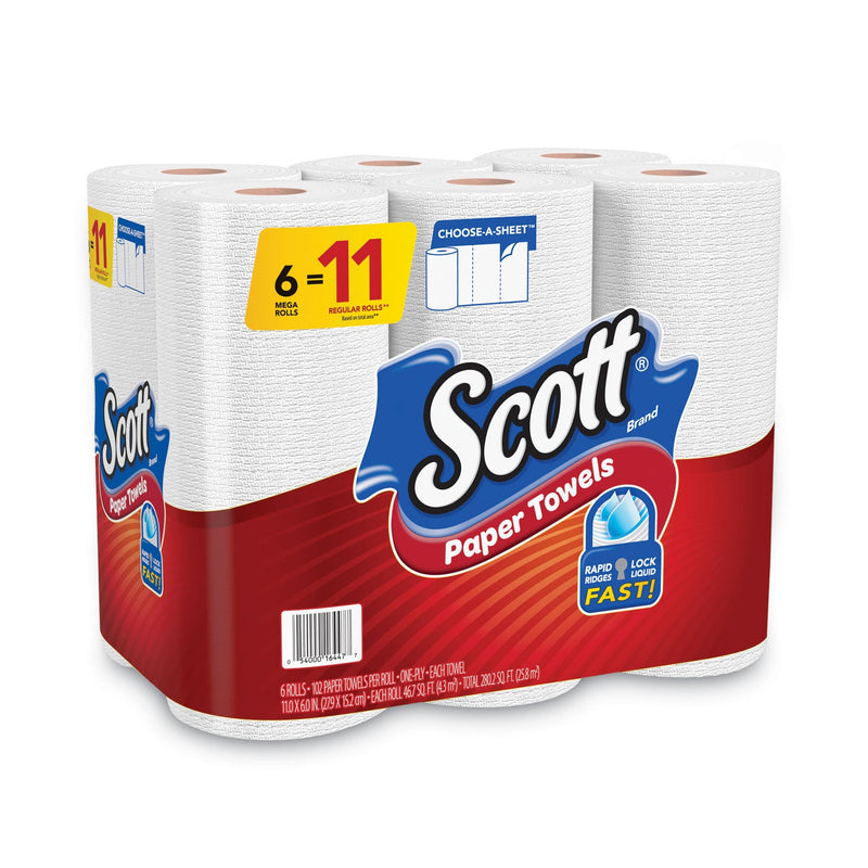 Scott Choose-a-Size Mega Kitchen Roll Paper Towels, 1-Ply, 102/Roll, 6 Rolls/Pack, 4 Packs/Carton Scott Choose-a-Size Mega Kitchen Roll Paper Towels, 1-Ply, 102/Roll, 6 Rolls/Pack, 4 Packs/Carton