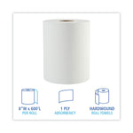 Boardwalk Hardwound Paper Towels, 1-Ply, 8" x 600 ft, White, 2" Core, 12 Rolls/Carton Boardwalk Hardwound Paper Towels, 1-Ply, 8" x 600 ft, White, 2" Core, 12 Rolls/Carton