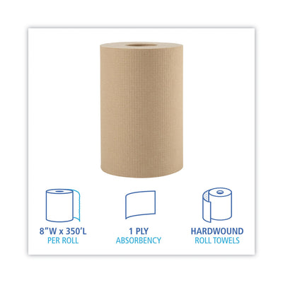Boardwalk Hardwound Paper Towels, 1-Ply, 8" x 350 ft, Natural, 12 Rolls/Carton Boardwalk Hardwound Paper Towels, 1-Ply, 8" x 350 ft, Natural, 12 Rolls/Carton