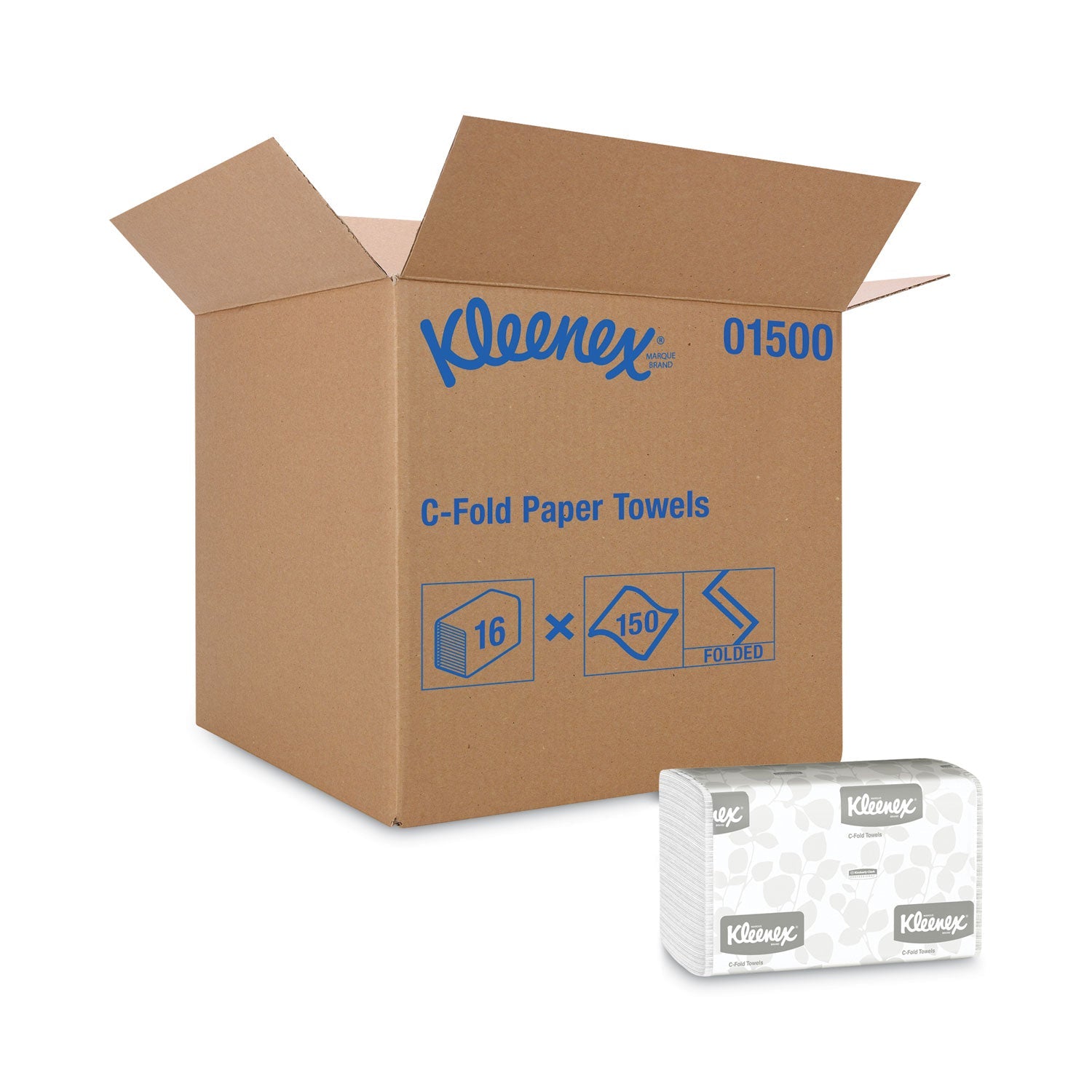Kleenex C-Fold Paper Towels, 10.13 x 13.15, White, 150/Pack, 16 Packs/Carton Kleenex C-Fold Paper Towels, 10.13 x 13.15, White, 150/Pack, 16 Packs/Carton