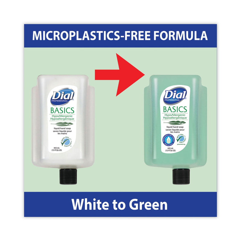 Dial Basics MP Free Liquid Hand Soap, Unscented, 15 oz Refill Bottle, 6/Carton Dial Basics MP Free Liquid Hand Soap, Unscented, 15 oz Refill Bottle, 6/Carton