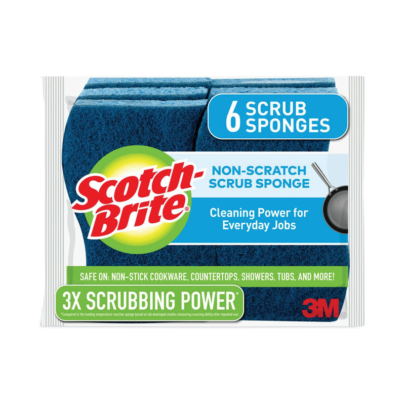 Scotch-Brite Non-Scratch Multi-Purpose Scrub Sponge, 4.4 x 2.6, 0.8" Thick, Blue, 6/Pack Scotch-Brite Non-Scratch Multi-Purpose Scrub Sponge, 4.4 x 2.6, 0.8" Thick, Blue, 6/Pack