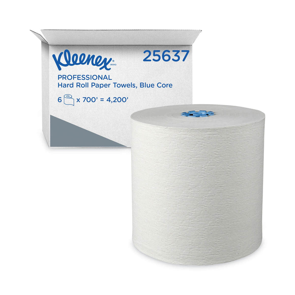Kleenex Hard Roll Paper Towels with Premium Absorbency Pockets with Colored Core, Blue Core, 7.5" x 700 ft, White, 6 Rolls/Carton Kleenex Hard Roll Paper Towels with Premium Absorbency Pockets with Colored Core, Blue Core, 7.5" x 700 ft, White, 6 Rolls/Carton