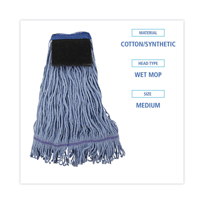 Boardwalk Mop Head, Loop-End, Cotton With Scrub Pad, Medium, 12/Carton Boardwalk Mop Head, Loop-End, Cotton With Scrub Pad, Medium, 12/Carton