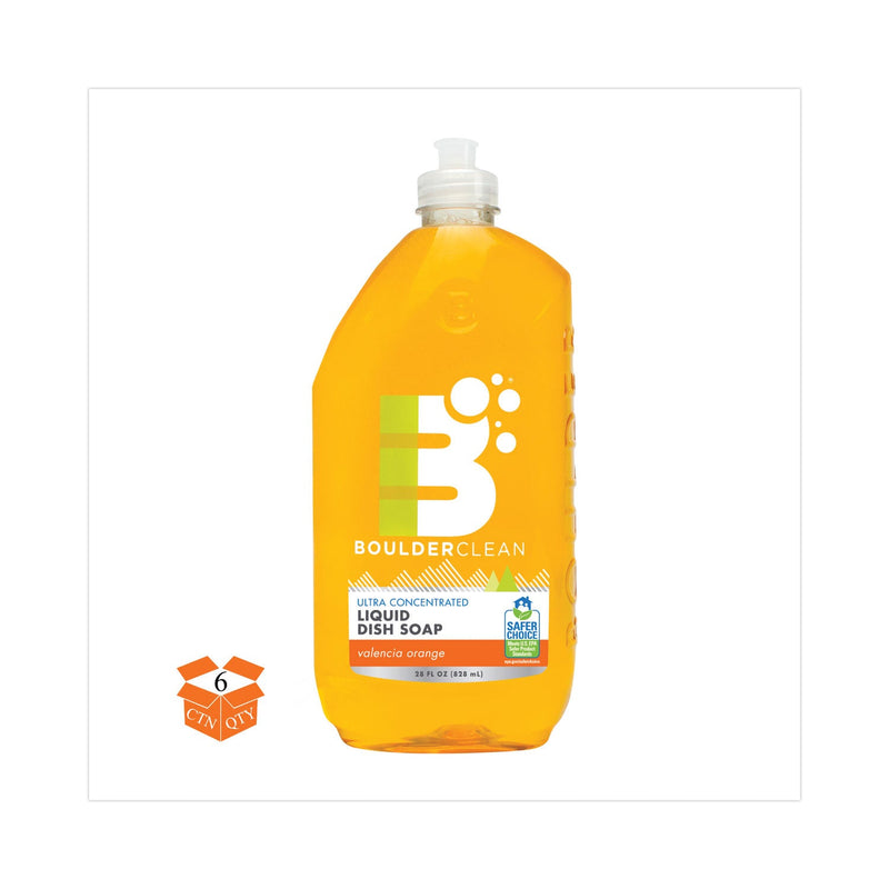 Boulder Clean Liquid Dish Soap, Valencia Orange, 28 oz Bottle, 6/Carton Boulder Clean Liquid Dish Soap, Valencia Orange, 28 oz Bottle, 6/Carton
