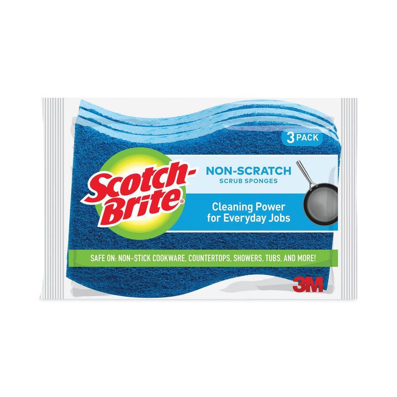Scotch-Brite Non-Scratch Multi-Purpose Scrub Sponge, 4.4 x 2.6, 0.8" Thick, Blue, 3/Pack Scotch-Brite Non-Scratch Multi-Purpose Scrub Sponge, 4.4 x 2.6, 0.8" Thick, Blue, 3/Pack