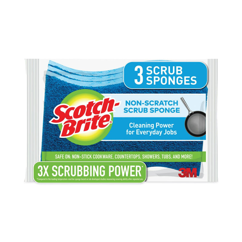 Scotch-Brite Non-Scratch Multi-Purpose Scrub Sponge, 4.4 x 2.6, 0.8" Thick, Blue, 3/Pack Scotch-Brite Non-Scratch Multi-Purpose Scrub Sponge, 4.4 x 2.6, 0.8" Thick, Blue, 3/Pack