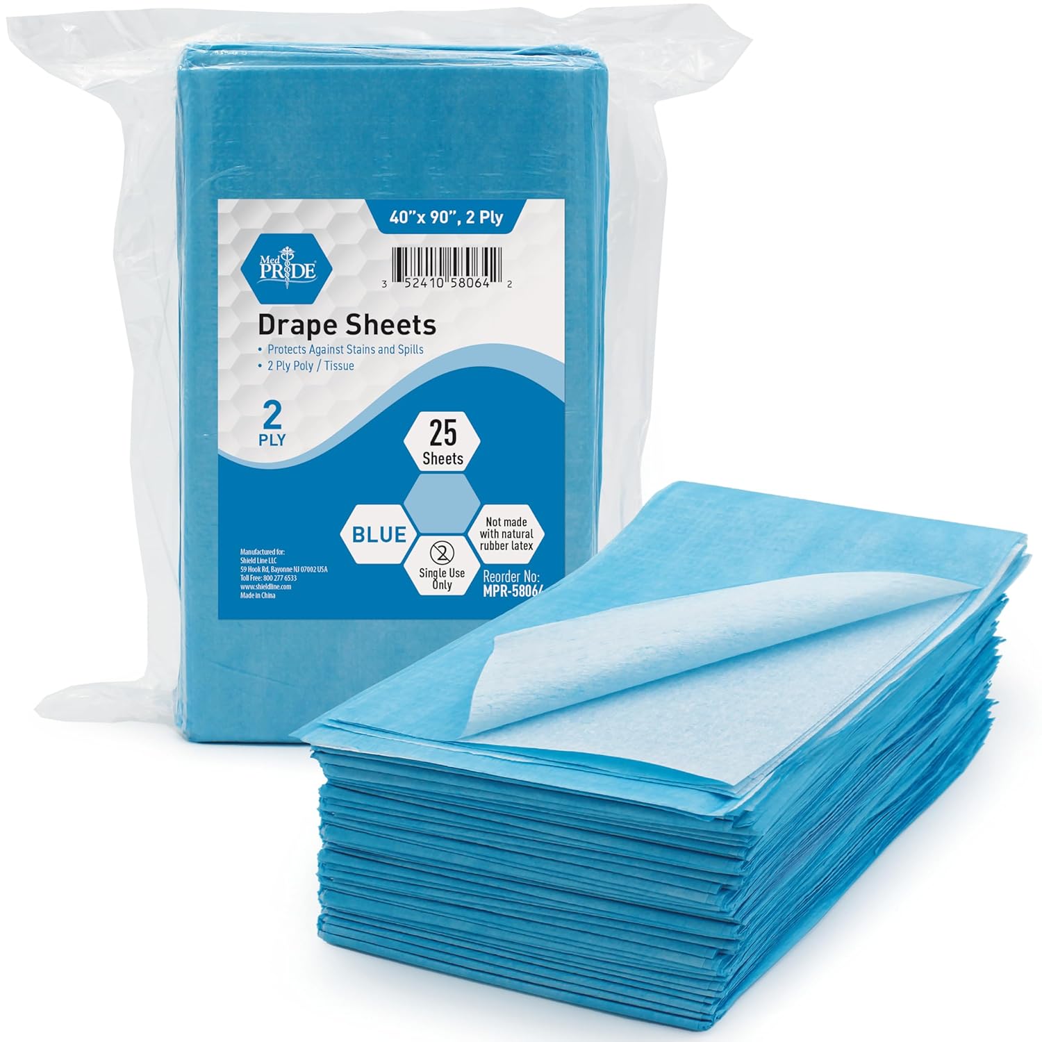 MedPride 2-Ply Hospital Drape Disposable Sheets Leakproof Paper Sheet Table Cover, Blue, 40"x60" T/T 25-Pack, Case of 4 (100 Count) MedPride 2-Ply Hospital Drape Disposable Sheets Leakproof Paper Sheet Table Cover, Blue, 40"x60" T/T 25-Pack, Case of 4 (100 Count)