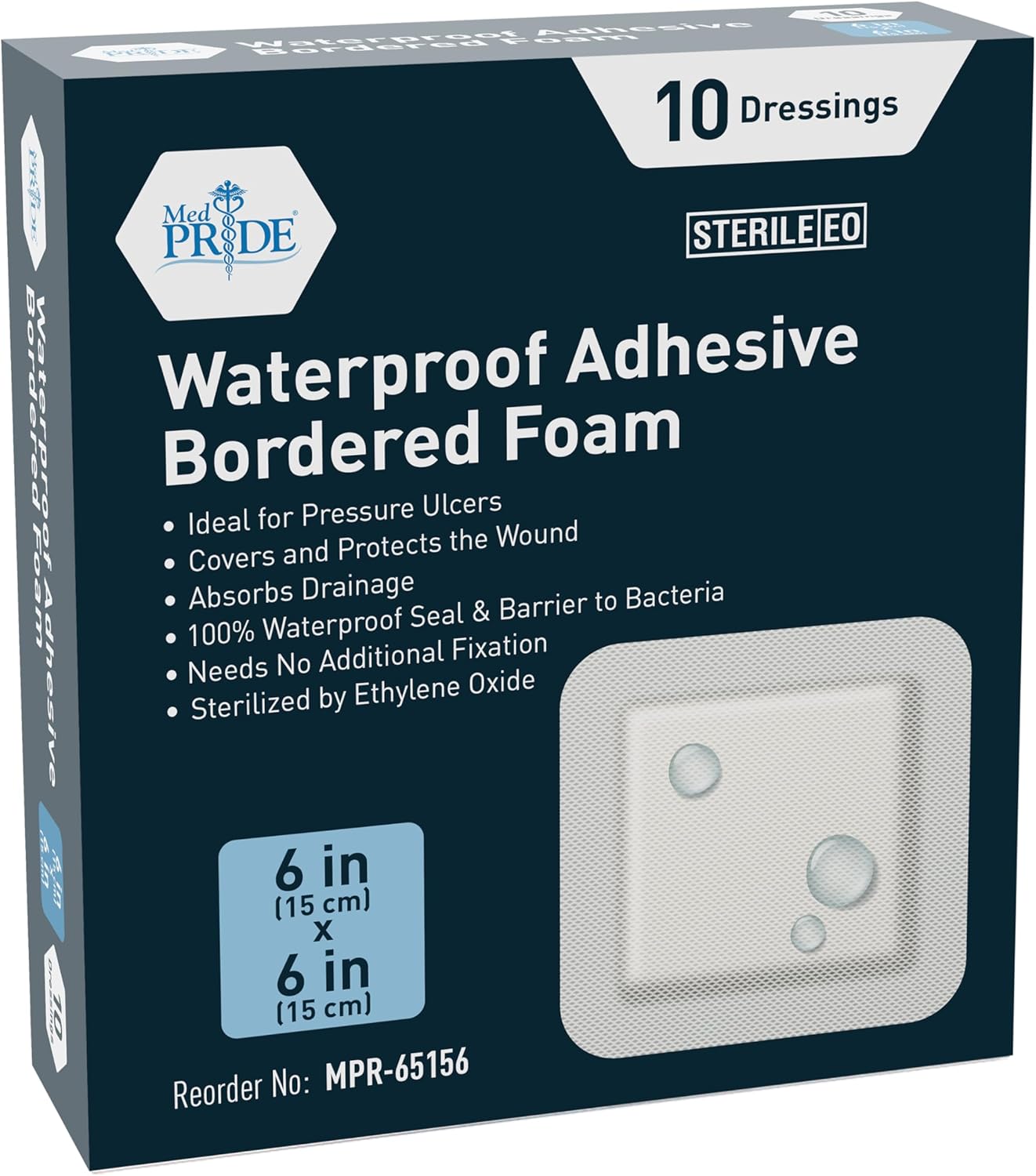 Medpride 6" x 6" Waterproof Adhesive Border Foam Wound Dressing, 10/Pack, Case of 20 (200 Count) Medpride 6" x 6" Waterproof Adhesive Border Foam Wound Dressing, 10/Pack, Case of 20 (200 Count)