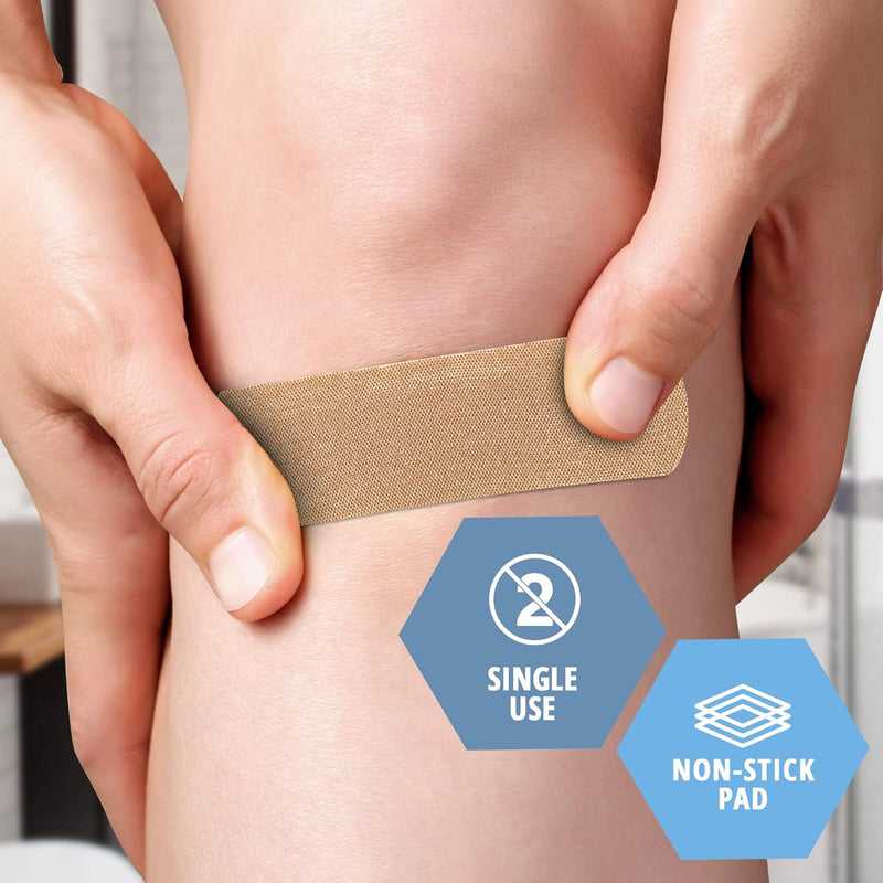 MedPride Sterile Fabric Adhesive Bandages, 3/4'' x 3" First Aid Bandages Coated with Hypoallergenic Adhesive & Non-Stick Pad - 100/Box, Case of 24 (2400 Count) MedPride Sterile Fabric Adhesive Bandages, 3/4'' x 3" First Aid Bandages Coated with Hypoallergenic Adhesive & Non-Stick Pad - 100/Box, Case of 24 (2400 Count)
