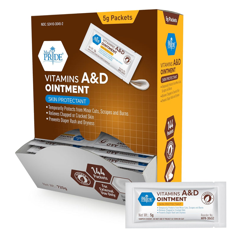MedPride Vitamins A & D Ointment - 5g Packets - 144 packets/box, Case of 6 (864Count) MedPride Vitamins A & D Ointment - 5g Packets - 144 packets/box, Case of 6 (864Count)