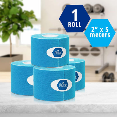 MedPride Kinesiology Tape – Blue 2”x5M Latex-Free Athletic Tape for Pain Relief, Injured Muscle Support, 24/Box, Case of 6 (144 Count) MedPride Kinesiology Tape – Blue 2”x5M Latex-Free Athletic Tape for Pain Relief, Injured Muscle Support, 24/Box, Case of 6 (144 Count)