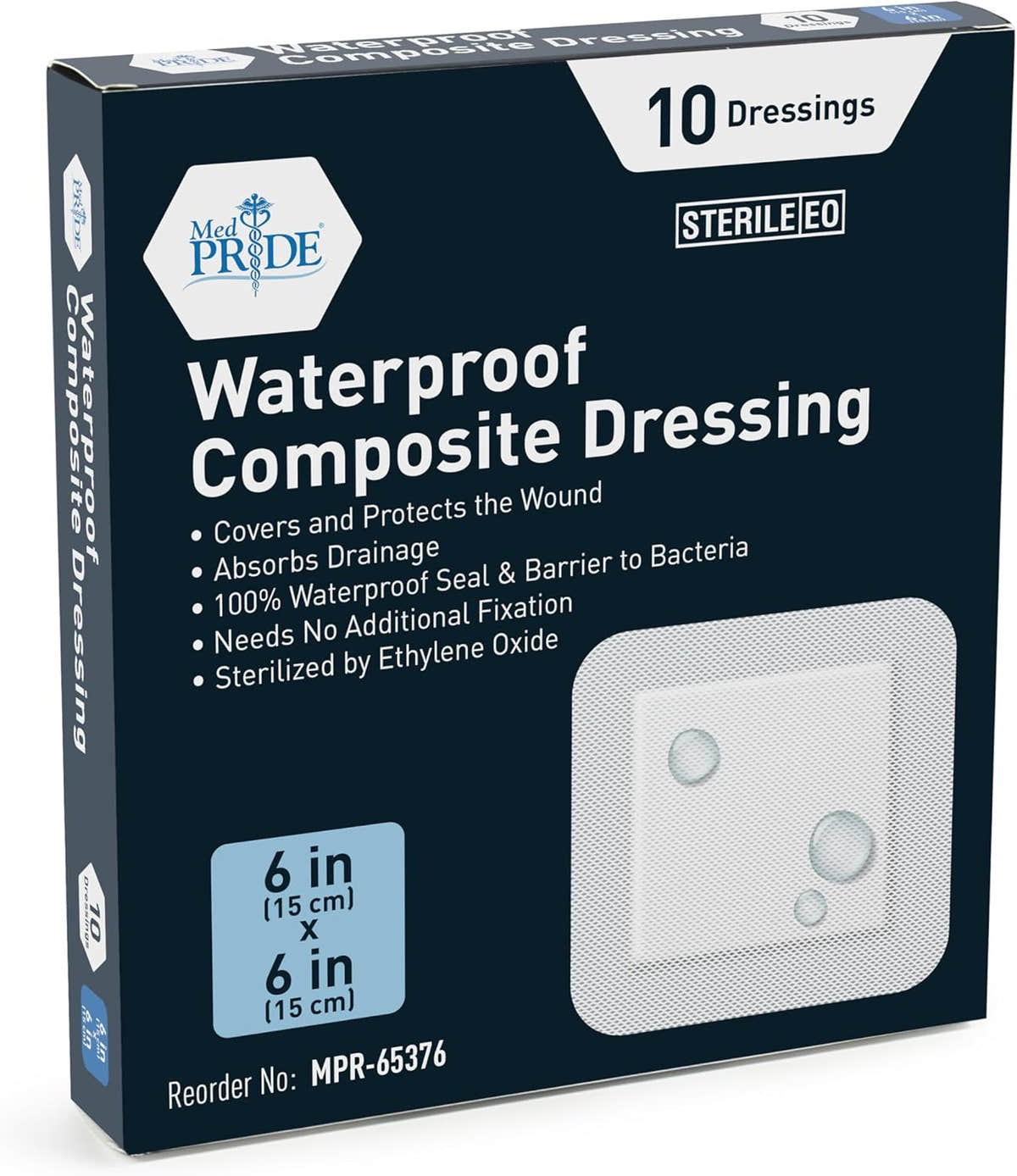 Medpride Waterproof Composite Dressing 6"x6" - 10/Pack, Case of 20 (200 Count) Medpride Waterproof Composite Dressing 6"x6" - 10/Pack, Case of 20 (200 Count)