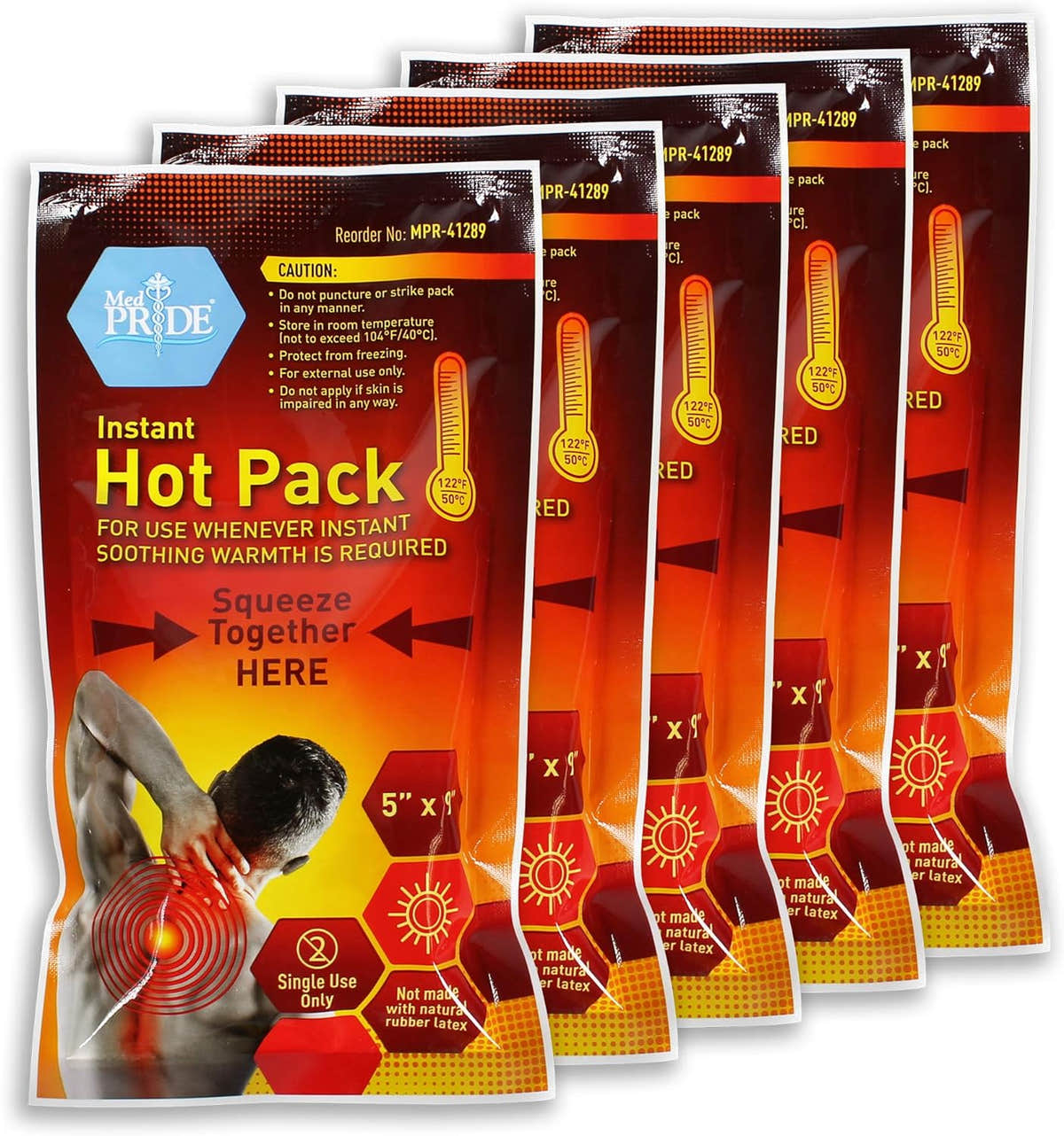 MedPride Instant Hot Packs Disposable Warm Compress Heating Pads - 5" x 9" - 24/cs. MedPride Instant Hot Packs Disposable Warm Compress Heating Pads - 5" x 9" - 24/cs.