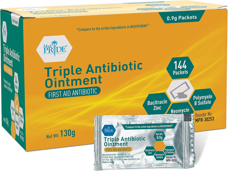MedPride Triple Antibiotic Ointment - 0.9g 144 Packets, Case of 12 (1,728 count) MedPride Triple Antibiotic Ointment - 0.9g 144 Packets, Case of 12 (1,728 count)