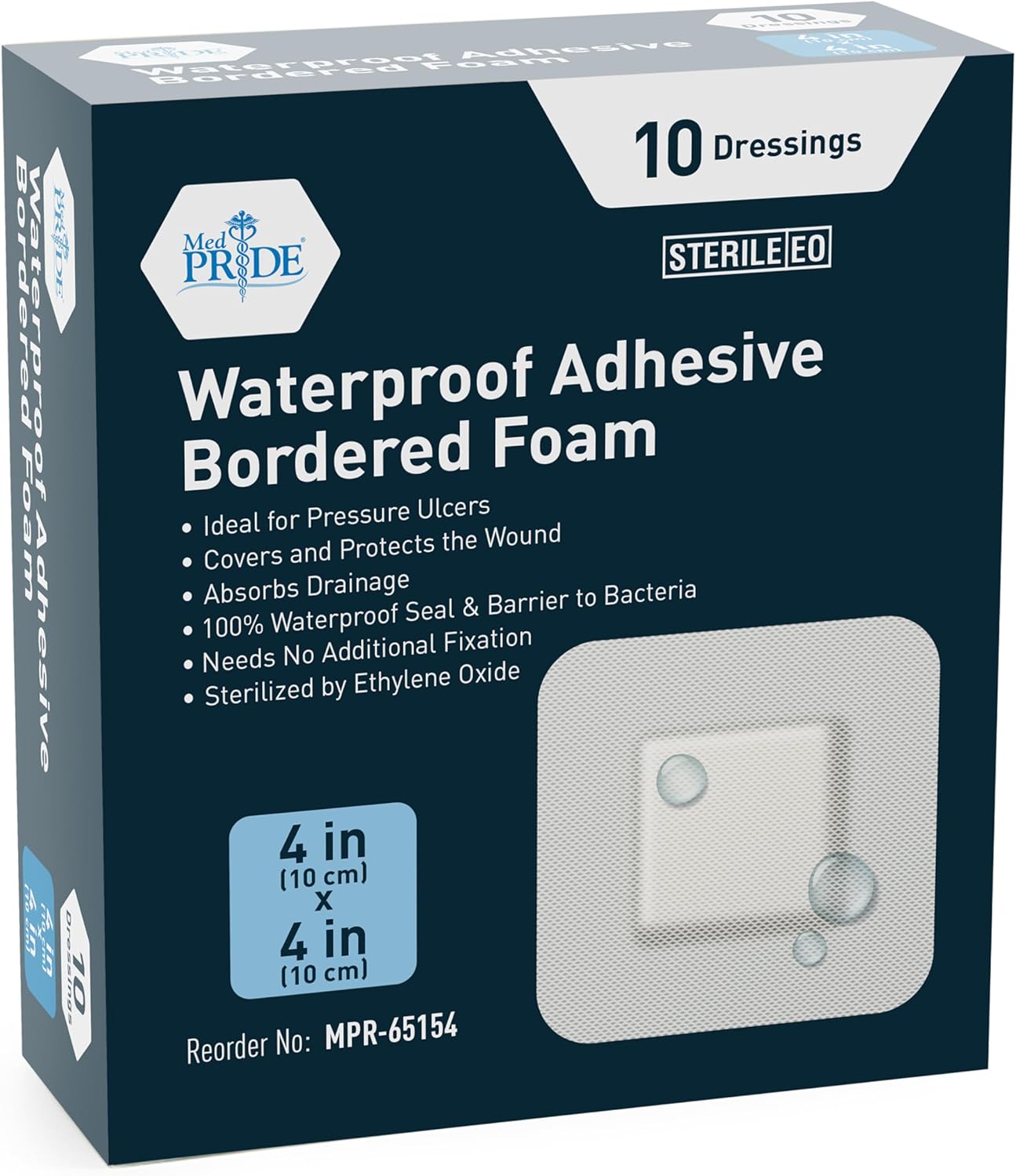 Medpride 4" x 4" Waterproof Adhesive Border Foam Wound Dressing, 10/Pack, Case of 20 (200 Count) Medpride 4" x 4" Waterproof Adhesive Border Foam Wound Dressing, 10/Pack, Case of 20 (200 Count)