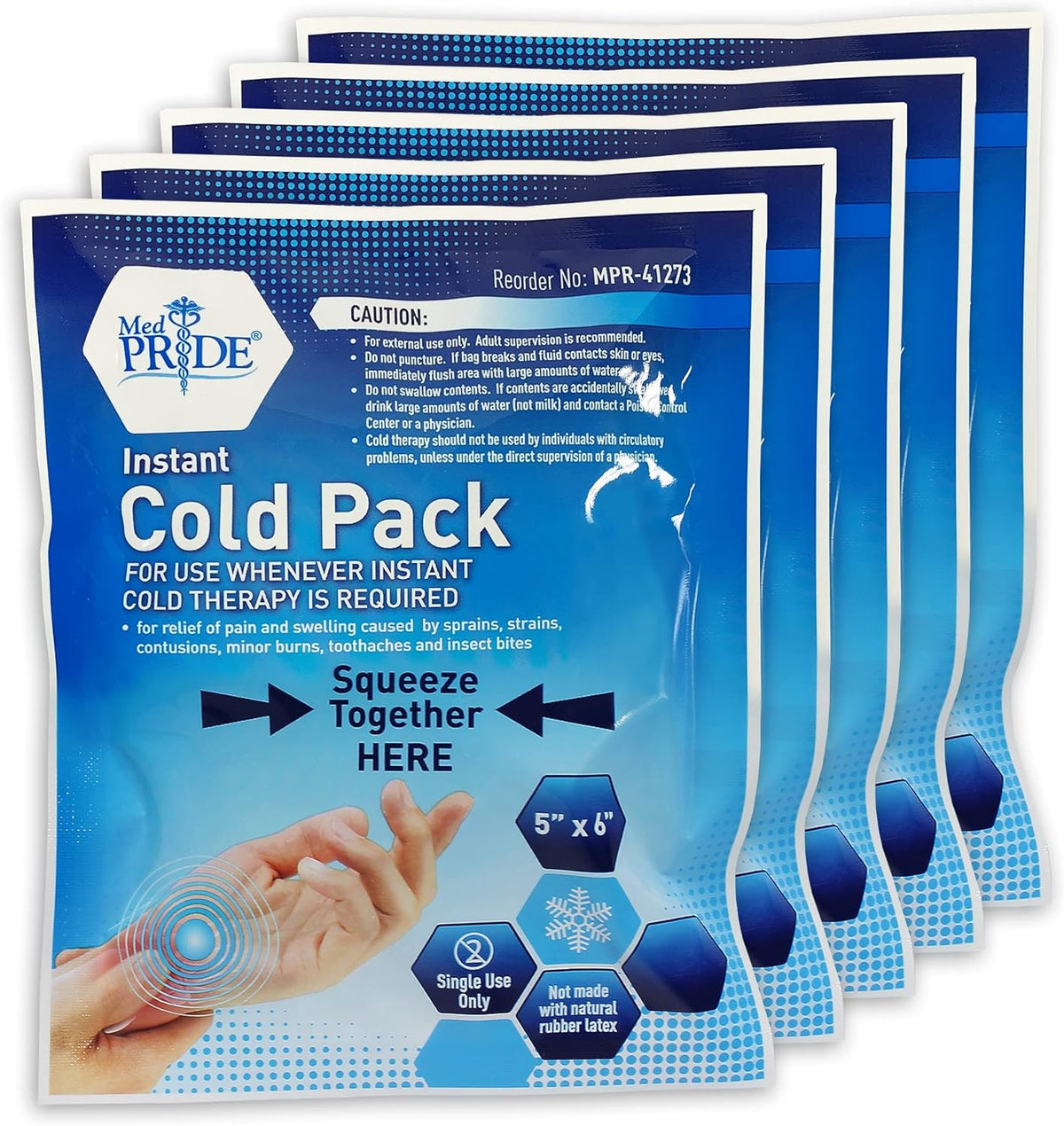 MedPride Instant Cold Pack for Injuries & Pain Relief 5"x6" - 24/cs. MedPride Instant Cold Pack for Injuries & Pain Relief 5"x6" - 24/cs.