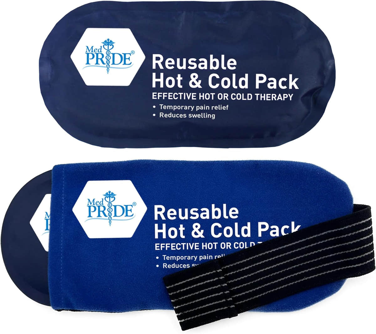 MedPride Reusable Hot and Cold Packs Set - 10.4" x 5.3" w/Sleeve & Belt - 24 bxs/cs. MedPride Reusable Hot and Cold Packs Set - 10.4" x 5.3" w/Sleeve & Belt - 24 bxs/cs.
