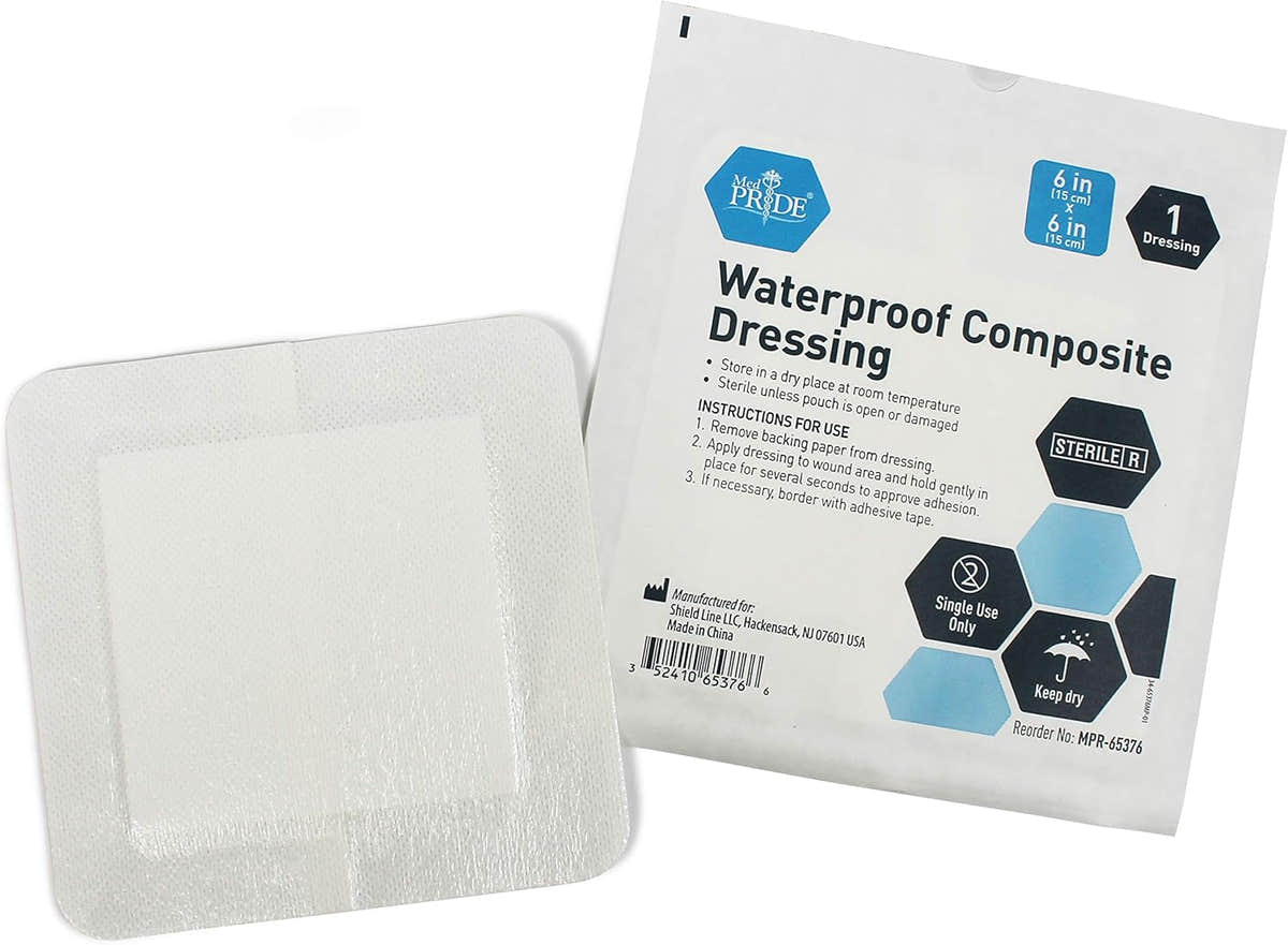 Medpride Waterproof Composite Dressing 6"x6" - 10/Pack, Case of 20 (200 Count) Medpride Waterproof Composite Dressing 6"x6" - 10/Pack, Case of 20 (200 Count)