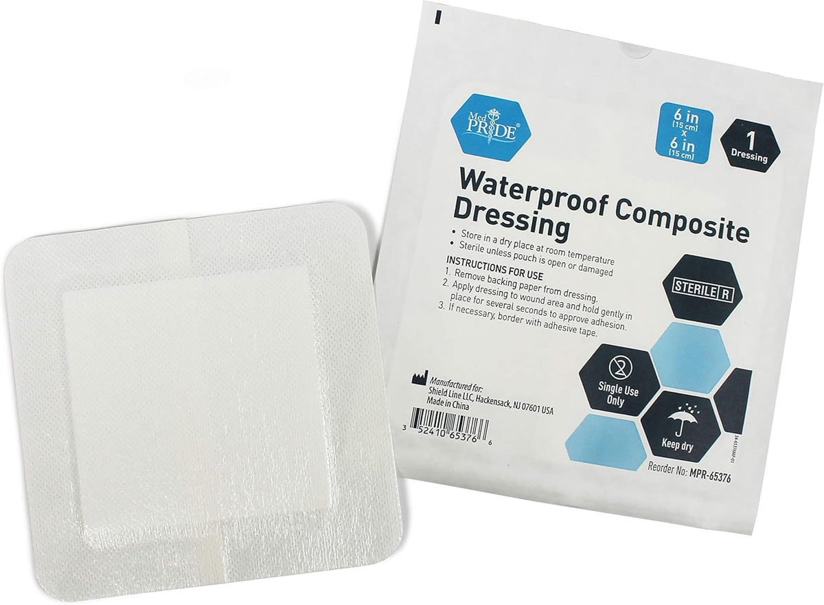 Medpride Waterproof Composite Dressing 6"x6" - 10/Pack, Case of 20 (200 Count) Medpride Waterproof Composite Dressing 6"x6" - 10/Pack, Case of 20 (200 Count)