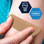 MedPride Sterile Fabric Adhesive Bandages, 3/4'' x 3" First Aid Bandages Coated with Hypoallergenic Adhesive & Non-Stick Pad - 100/Box, Case of 24 (2400 Count) MedPride Sterile Fabric Adhesive Bandages, 3/4'' x 3" First Aid Bandages Coated with Hypoallergenic Adhesive & Non-Stick Pad - 100/Box, Case of 24 (2400 Count)
