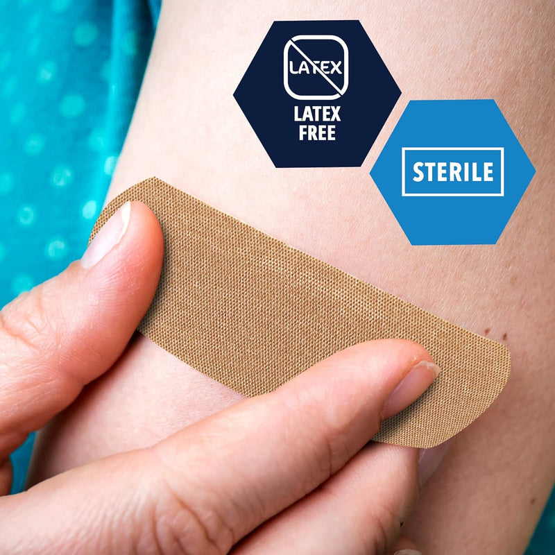 MedPride Sterile Fabric Adhesive Bandages, 3/4'' x 3" First Aid Bandages Coated with Hypoallergenic Adhesive & Non-Stick Pad - 100/Box, Case of 24 (2400 Count) MedPride Sterile Fabric Adhesive Bandages, 3/4'' x 3" First Aid Bandages Coated with Hypoallergenic Adhesive & Non-Stick Pad - 100/Box, Case of 24 (2400 Count)
