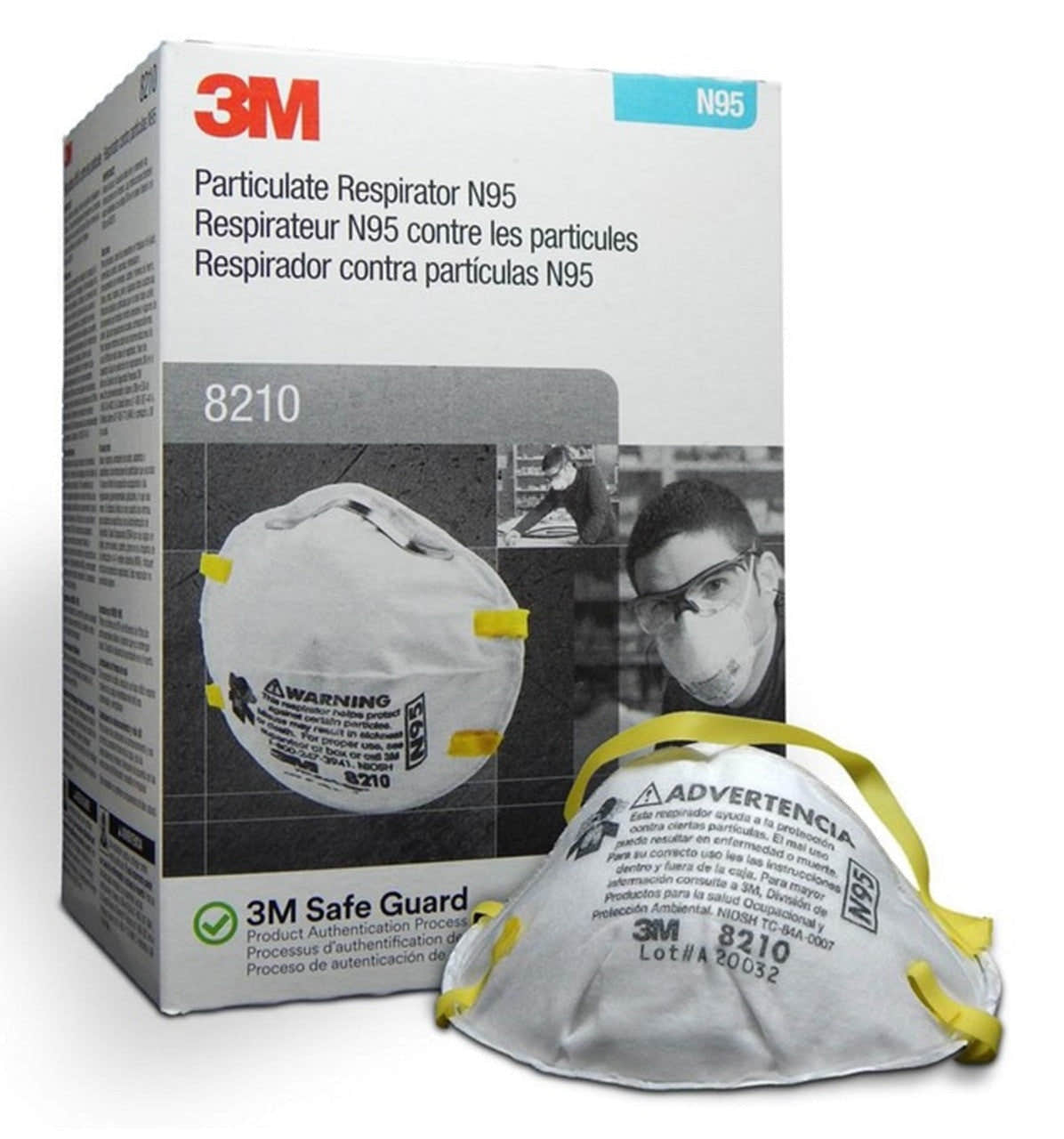 3M 160pcs 8210 Particulate Respirator N95 Face Mask, Regular Size 3M 160pcs 8210 Particulate Respirator N95 Face Mask, Regular Size