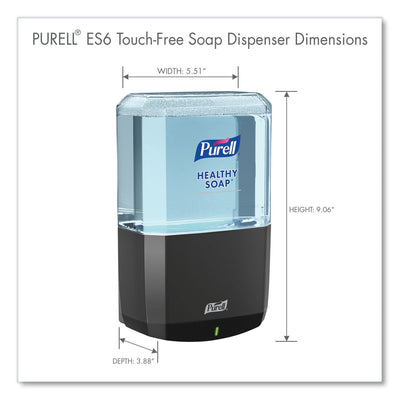 PURELL ES6 Soap Touch-Free Dispenser, 1,200 mL, 5.25 x 8.8 x 12.13, Graphite PURELL ES6 Soap Touch-Free Dispenser, 1,200 mL, 5.25 x 8.8 x 12.13, Graphite