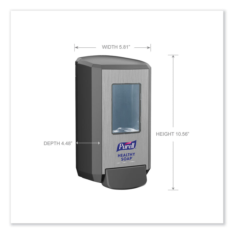 PURELL CS4 Soap Push-Style Dispenser, 1,250 mL, 4.88 x 8.8 x 11.38, Graphite PURELL CS4 Soap Push-Style Dispenser, 1,250 mL, 4.88 x 8.8 x 11.38, Graphite