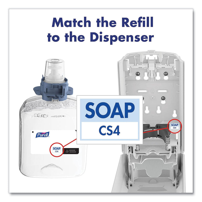 PURELL CS4 Soap Push-Style Dispenser, 1,250 mL, 4.88 x 8.8 x 11.38, Graphite PURELL CS4 Soap Push-Style Dispenser, 1,250 mL, 4.88 x 8.8 x 11.38, Graphite