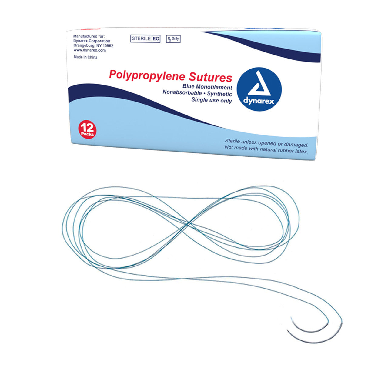 Dynarex Polypropylene Sutures-Non Absorbable - Synthetic (12 Count) Dynarex Polypropylene Sutures-Non Absorbable - Synthetic (12 Count)