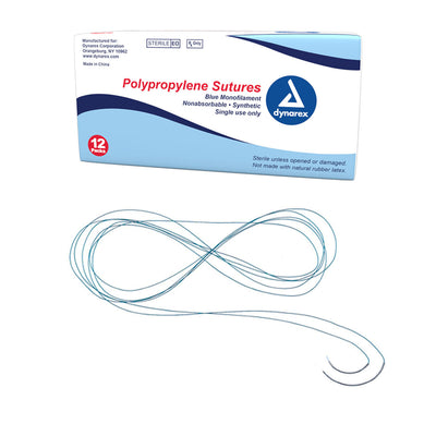 Dynarex Polypropylene Sutures-Non Absorbable - Synthetic (12 Count) Dynarex Polypropylene Sutures-Non Absorbable - Synthetic (12 Count)