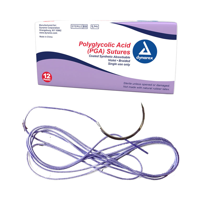 Dynarex Braided (PGA) Sutures - Absorbable - Synthetic (12 Count) Dynarex Braided (PGA) Sutures - Absorbable - Synthetic (12 Count)