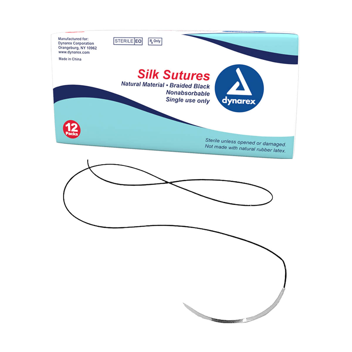 Dynarex Braided Black Silk Sutures - Non Absorbable (12 Count) Dynarex Braided Black Silk Sutures - Non Absorbable (12 Count)